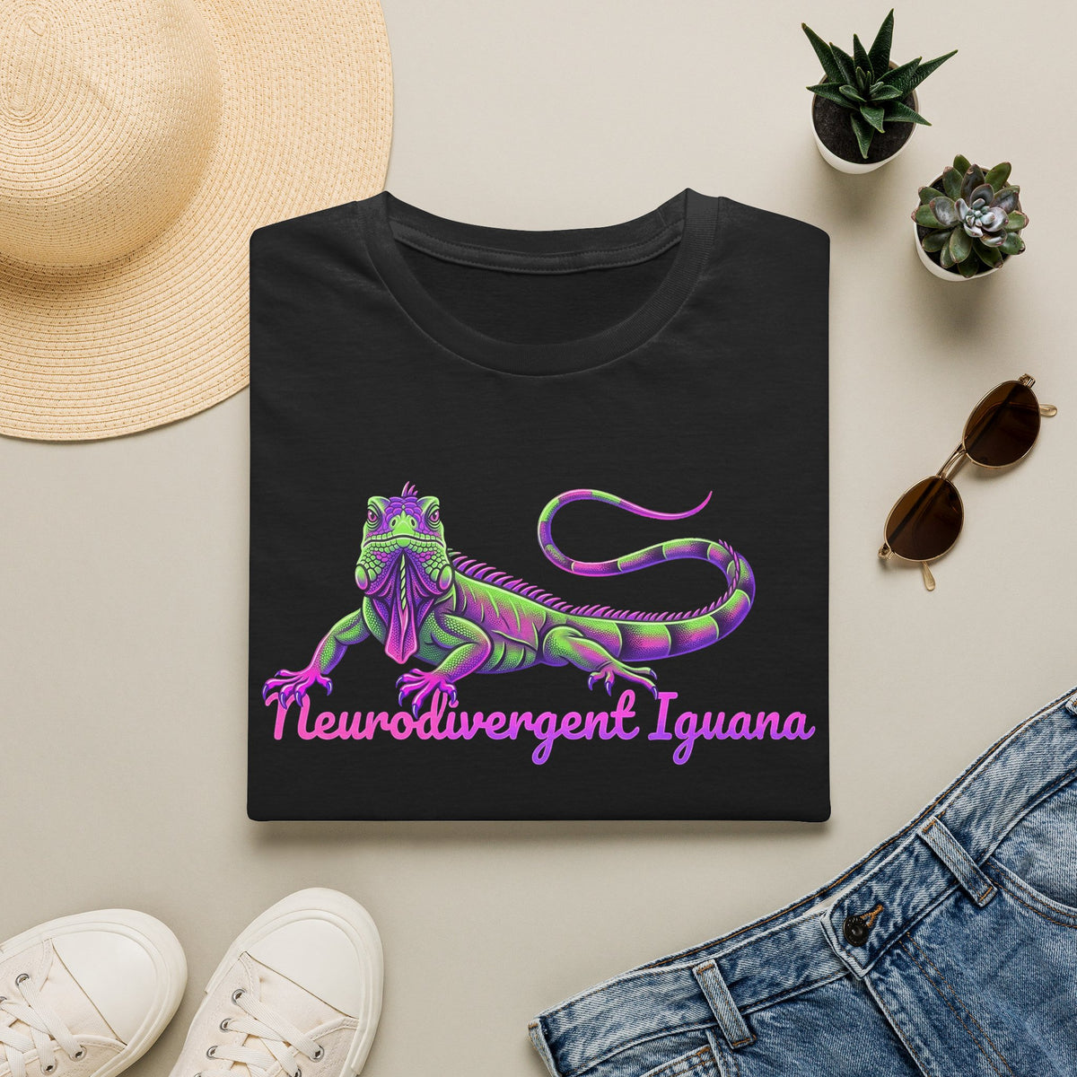 Neurodivergent Iguana T-Shirt — Colorful Pride Lizard Tee