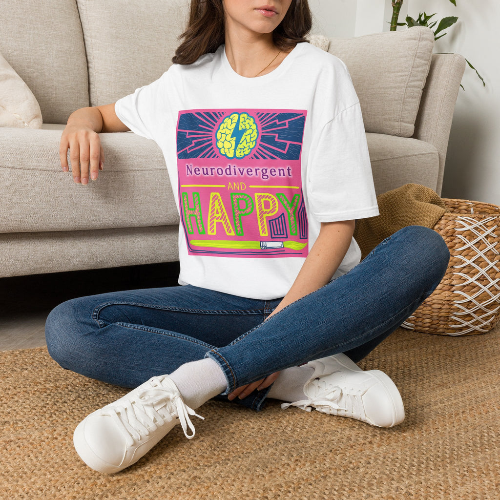 Neurodivergent and Happy T-Shirt — Bright Retro Pride Tee for Neurodiversity Awareness
