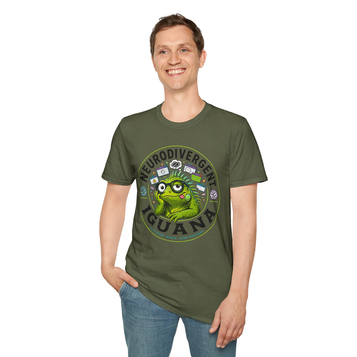 Neurodivergent Iguana T-Shirt — Cute Pride Neurodiversity Tee