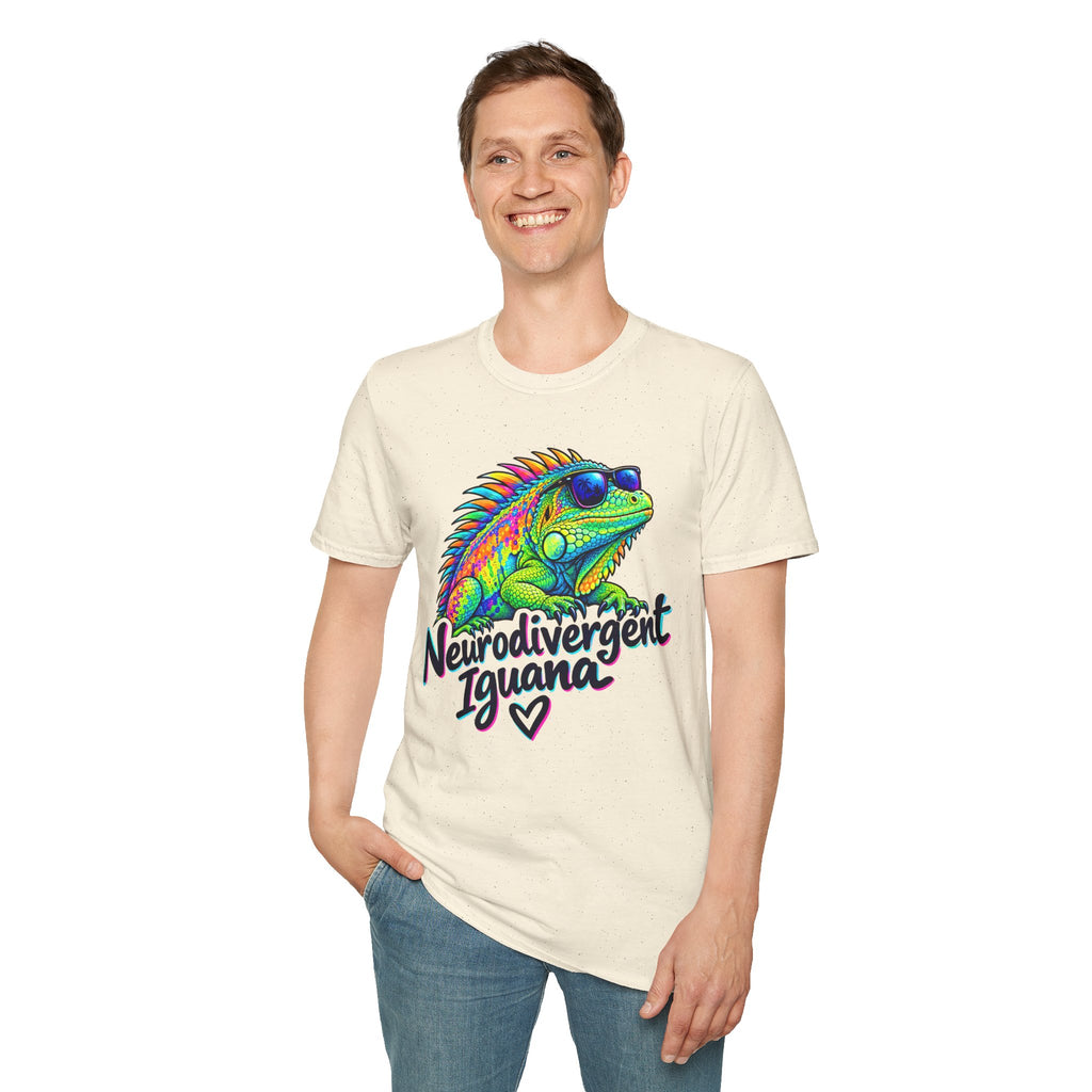Neurodivergent Iguana T-Shirt – Colorful Pride Lizard Tee for Neurodiversity Awareness