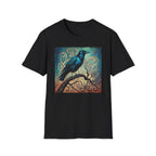 Raven Art T‑Shirt — Mystical Blue Crow Illustration Tee