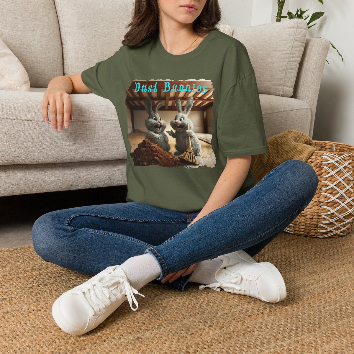 Dust Bunnies T-Shirt — Cute Bunny Cartoon Graphic Tee
