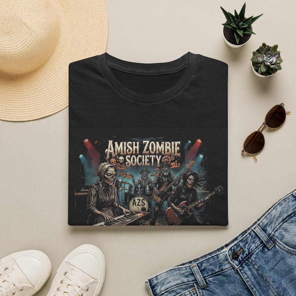 Amish Zombie Society Band Tee — Retro Horror Rock T-Shirt