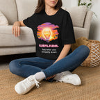 Clarity Please T-Shirt — Retro Sunset Lightbulb "Say What You Actually Mean" Graphic Tee