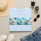 Surfing Bear T-Shirt — Vintage Triptych Wave Art Tee