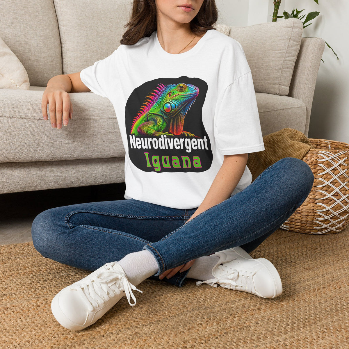 Neurodivergent Iguana T-Shirt — Colorful Rainbow Iguana Tee