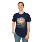 Sunrise Iguanas T-Shirt — Colorful Mountain Sunrise with Forest Trail