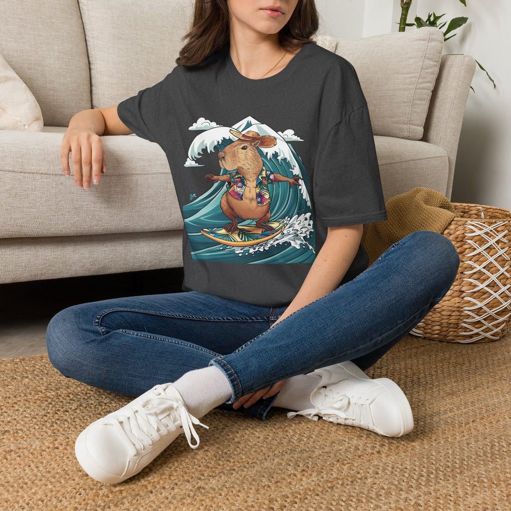 Capybara Surfing T-Shirt — Tropical Hawaiian Capybara Graphic Tee