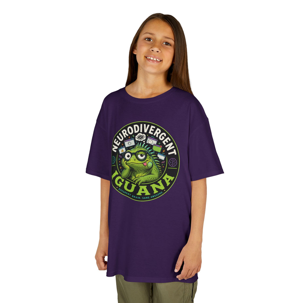 Kids T‑Shirt — "Neurodivergent Iguana" Graphic Tee