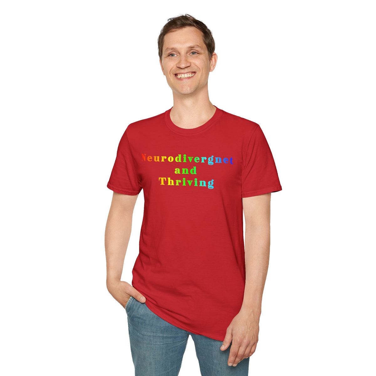 Neurodivergent and Thriving T-Shirt – Rainbow Pride Neurodiversity Tee