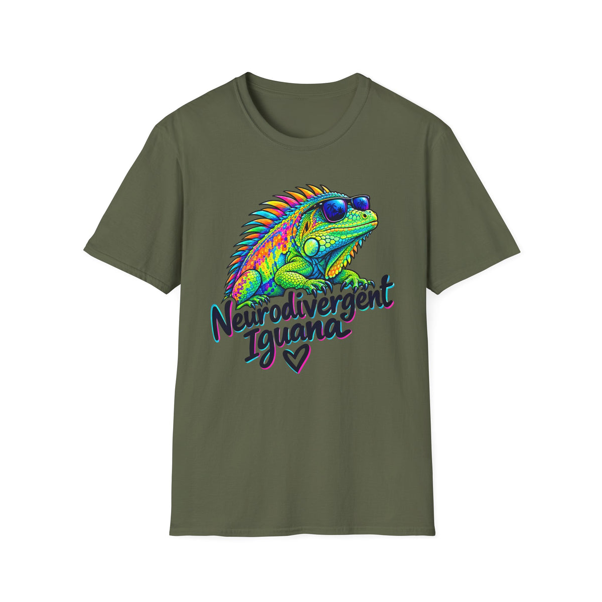Neurodivergent Iguana T-Shirt – Colorful Pride Lizard Tee for Neurodiversity Awareness