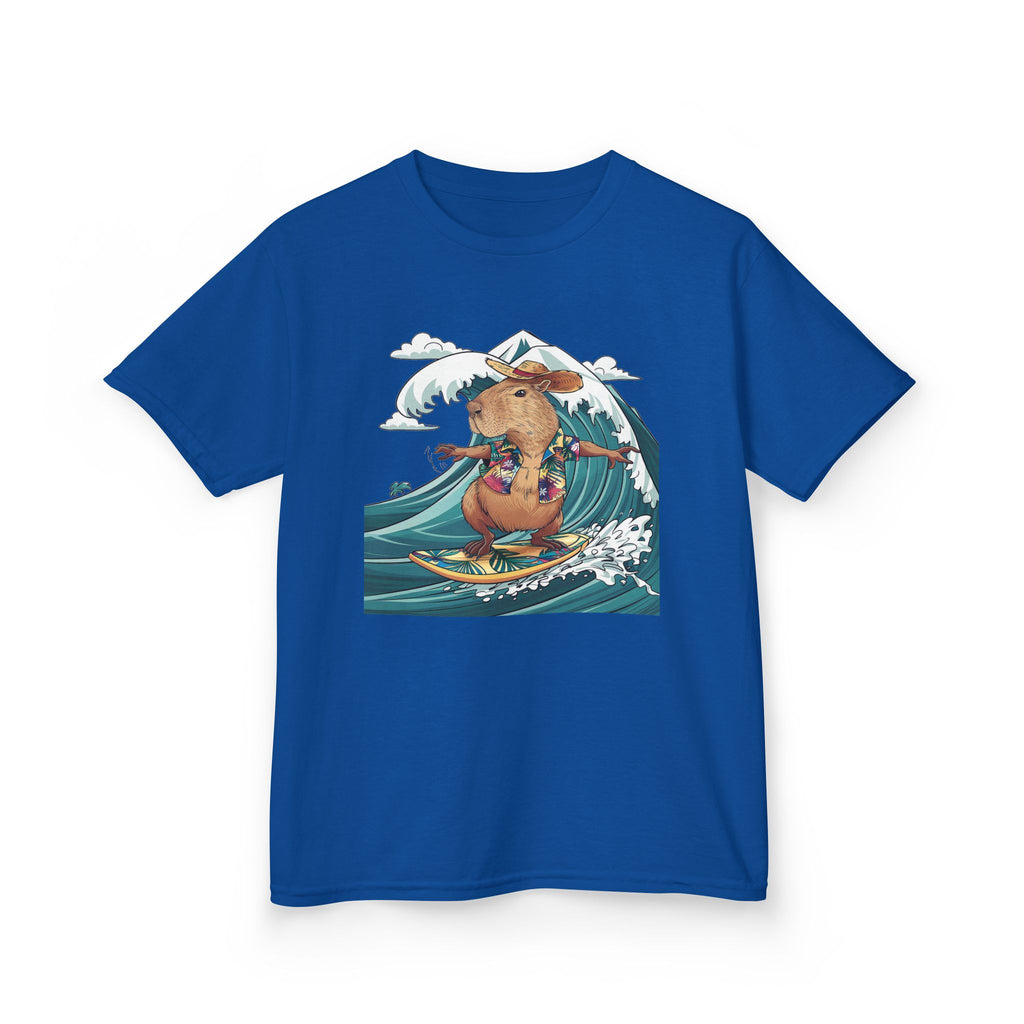 Kids Surfing Bear Graphic Tee — Cute Adventure Whale-Wave Design