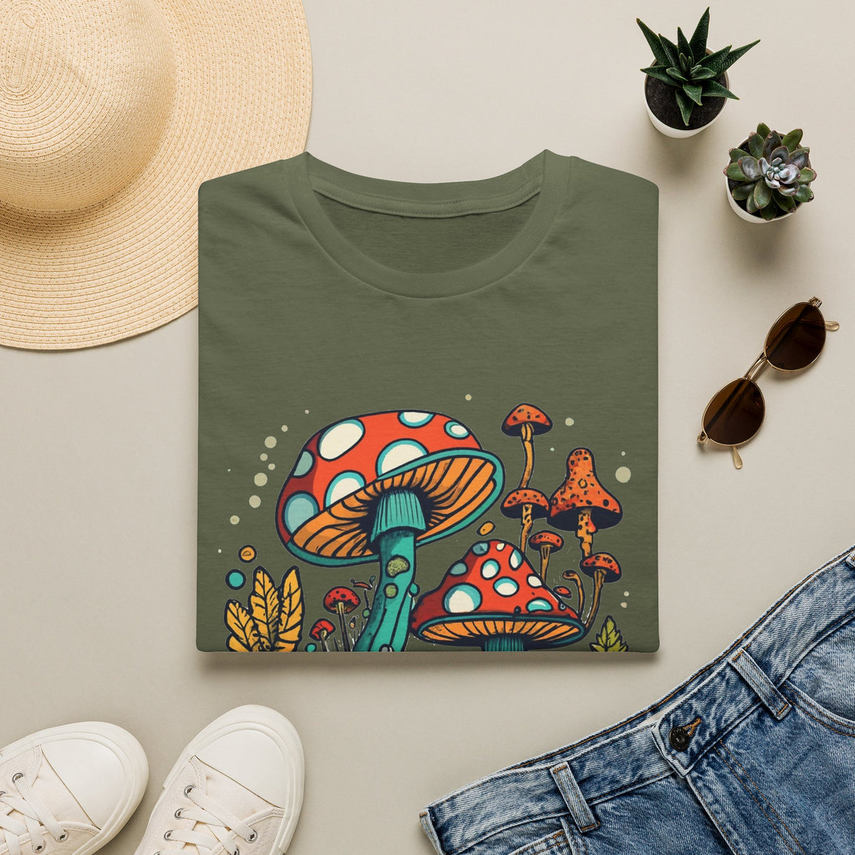 Mushroom Garden T-Shirt — Retro Psychedelic Fungi Illustration