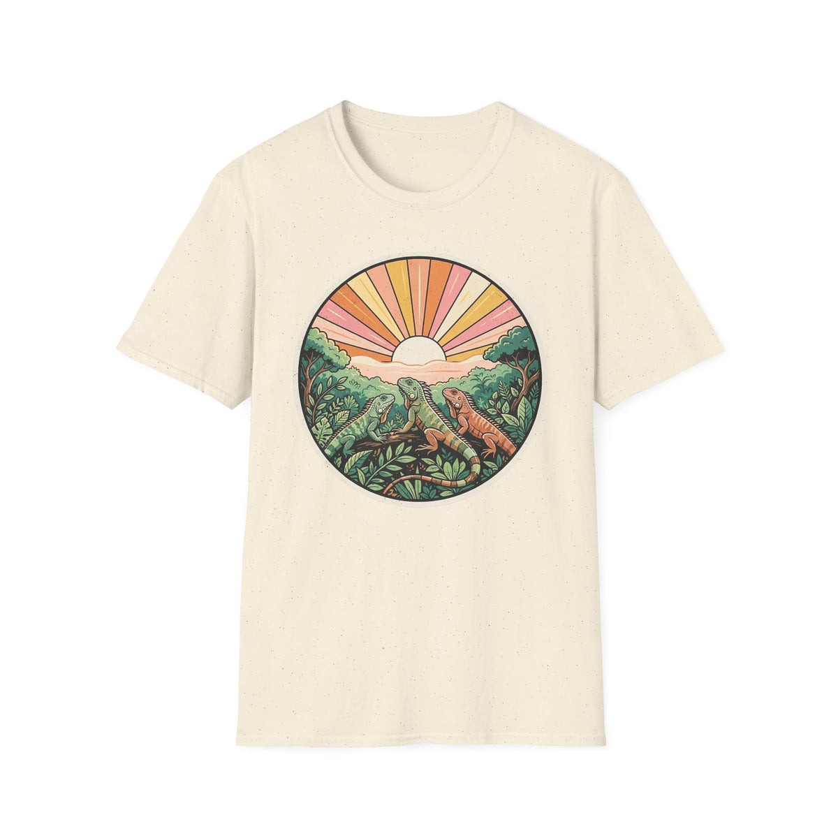 Sunrise Jungle T-Shirt — Retro Tropical Sunset Graphic Tee