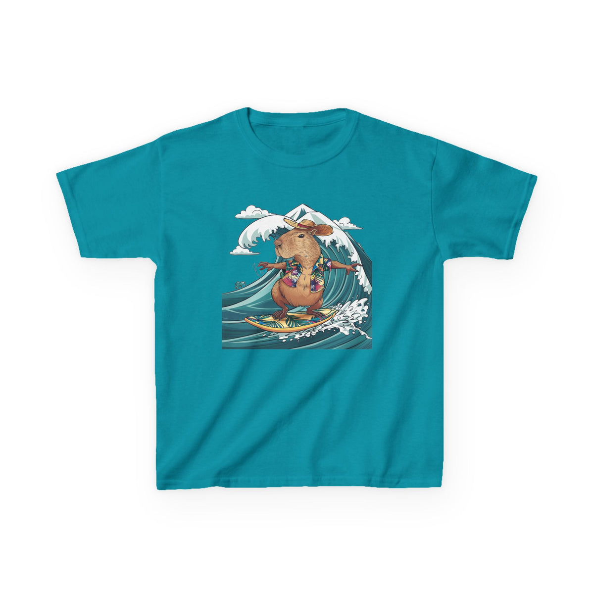 Kids Surfing Bear Graphic Tee — Cute Adventure Whale-Wave Design