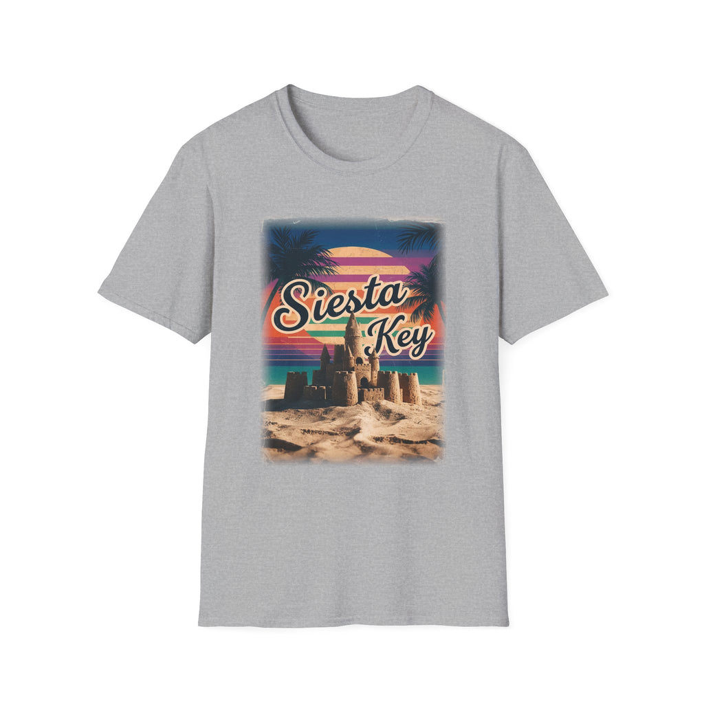 Siesta Key Retro Sunset T-Shirt — Vintage Beach Sandcastle Tee