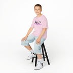 Kids Tee — Neon Green & Purple Iguana Graphic “Fluorescent Iguana”