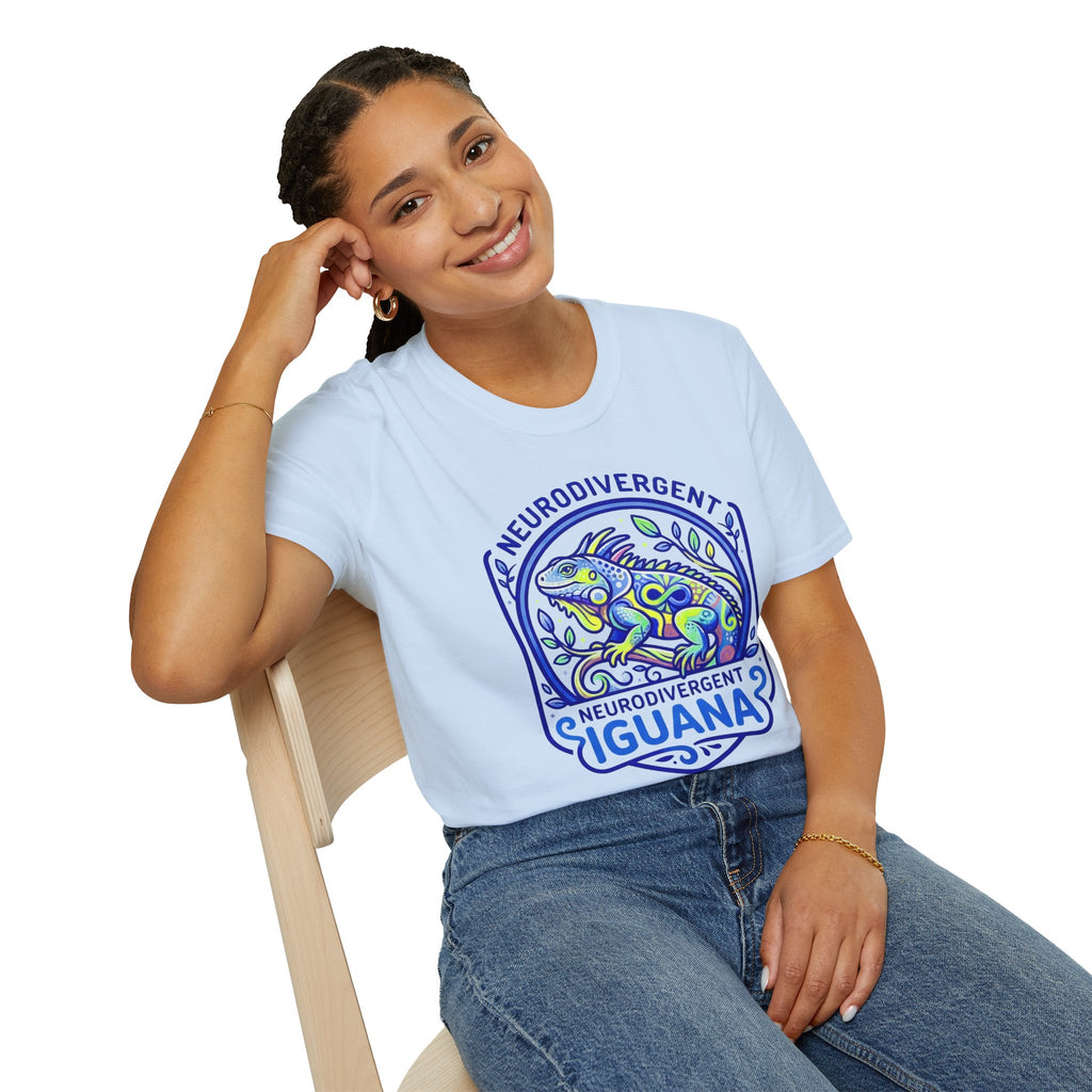 Neurodivergent Iguana T-Shirt — Colorful Pride Design for Neurodiversity Awareness