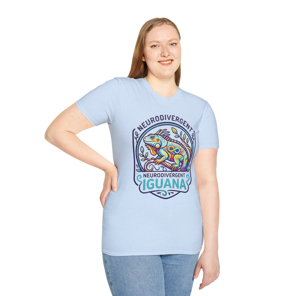 Neurodivergent Iguana T-Shirt — Colorful Pride Design for Neurodiversity Awareness