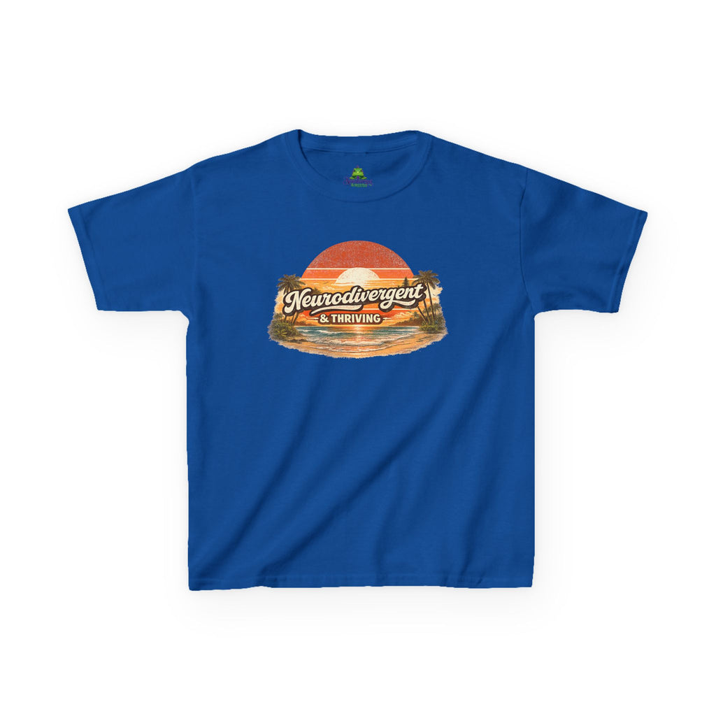 Kids T-Shirt — "Neurodivergent & Thriving" Retro Sunset Tee