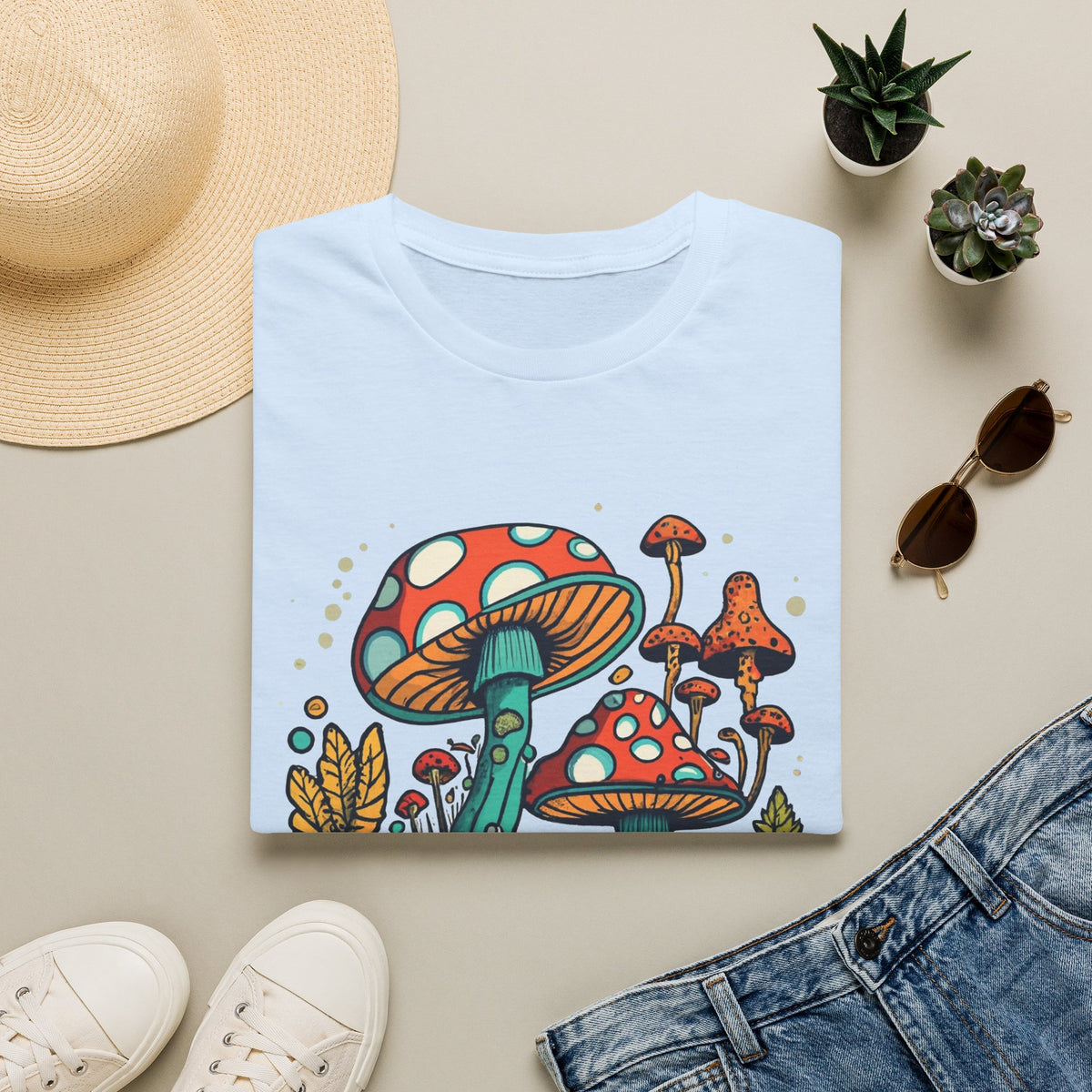 Mushroom Garden T-Shirt — Retro Psychedelic Fungi Illustration