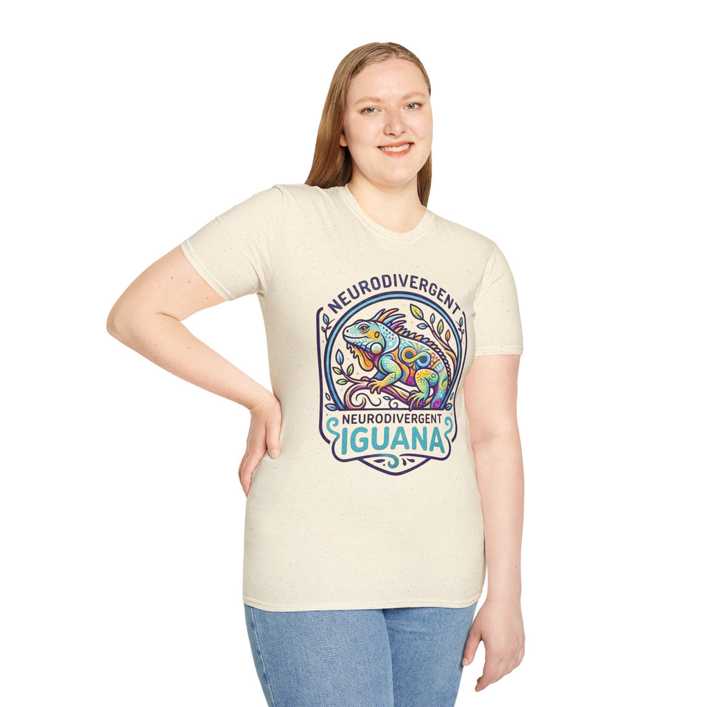 Neurodivergent Iguana T-Shirt — Colorful Pride Design for Neurodiversity Awareness
