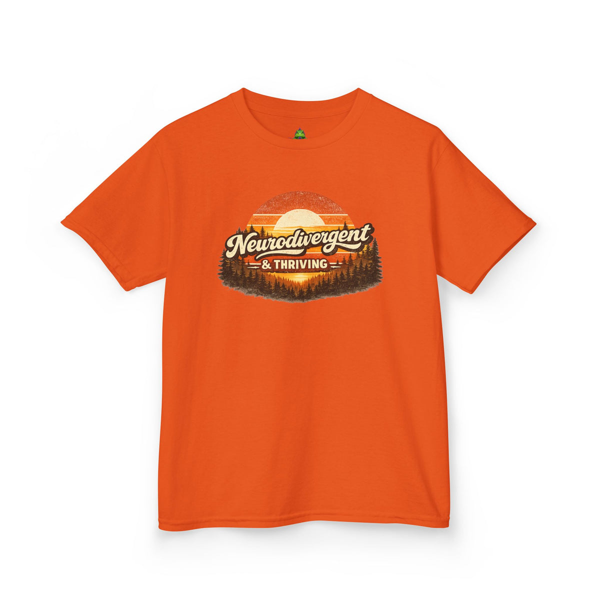 Kids T-Shirt — "Neurodivergent & Thriving" Retro Sunset Design