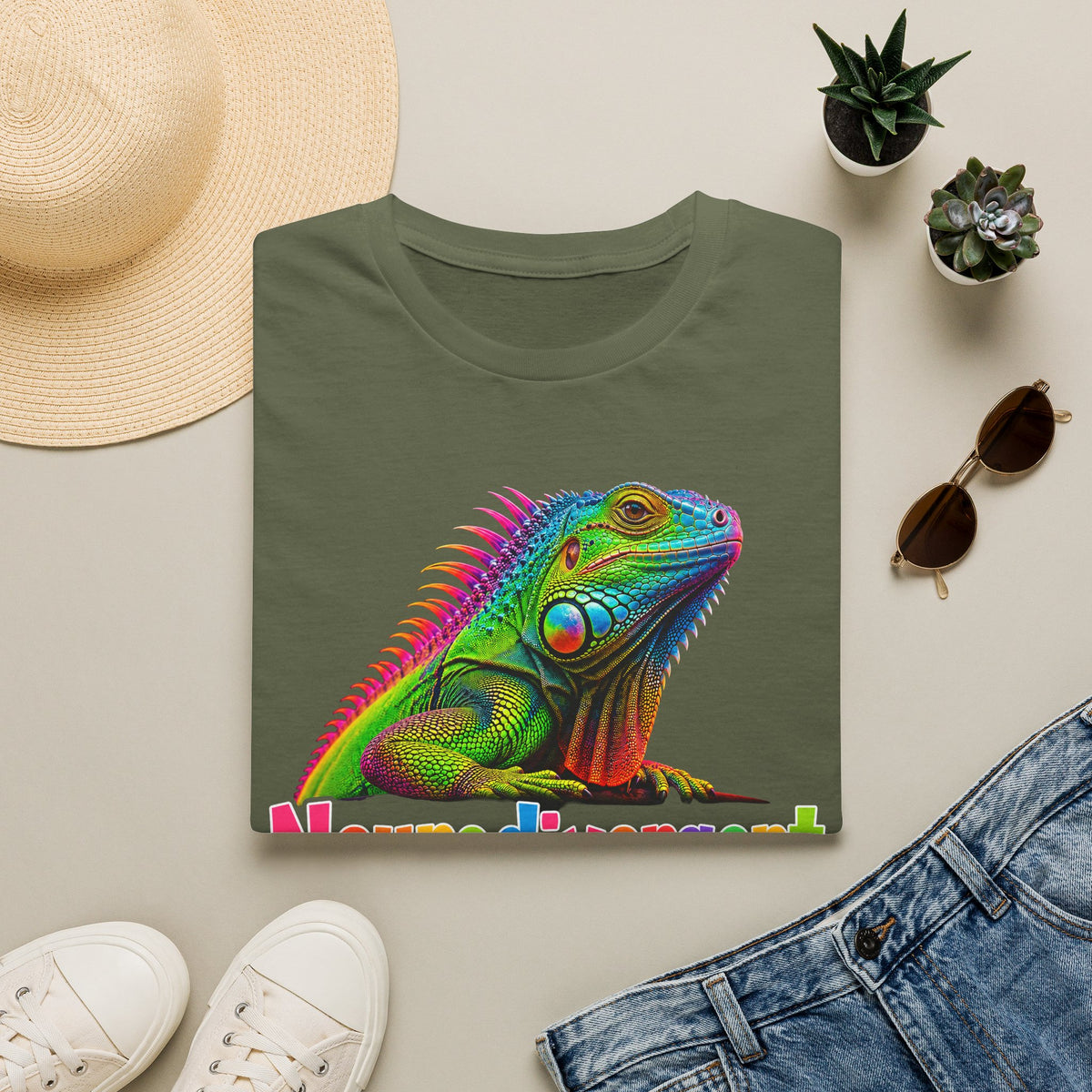Neurodivergent Iguana T-Shirt — Colorful Pride Lizard Tee