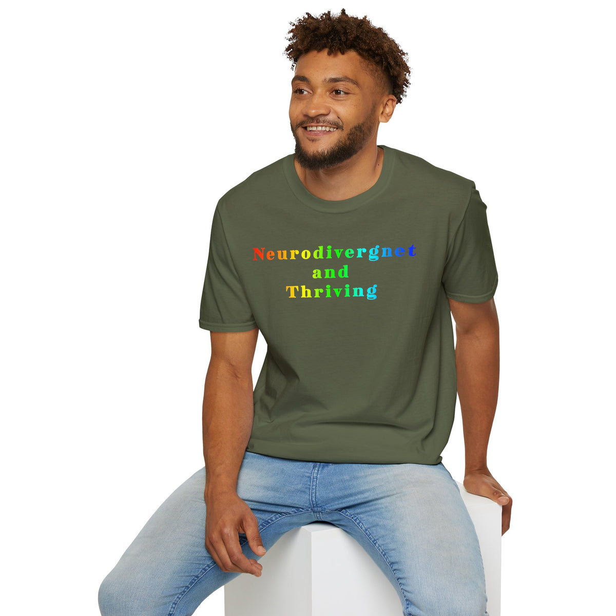 Neurodivergent and Thriving T-Shirt – Rainbow Pride Neurodiversity Tee