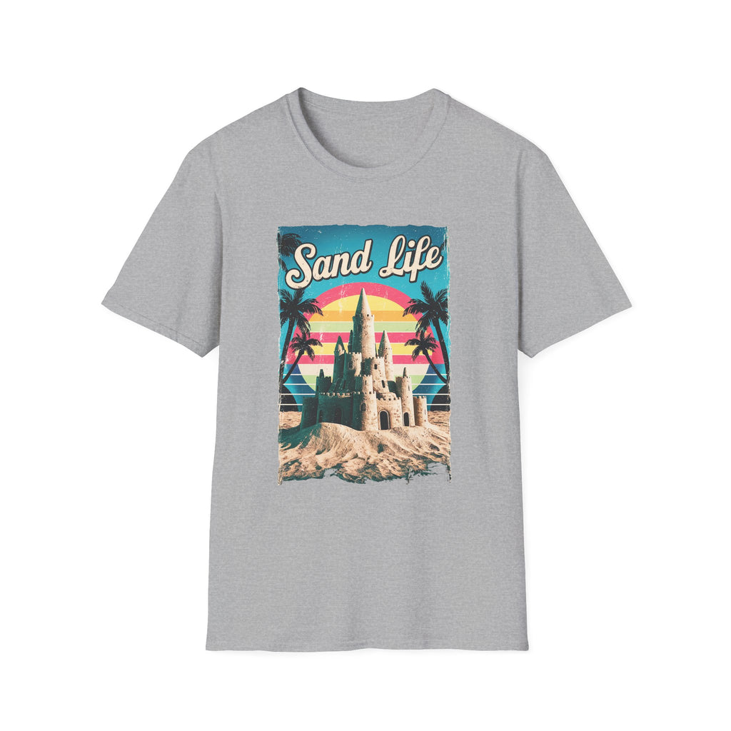 Sand Life Vintage Beach T-Shirt — Retro Sunset Sandcastle Graphic