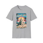 Sand Life Vintage Beach T-Shirt — Retro Sunset Sandcastle Graphic