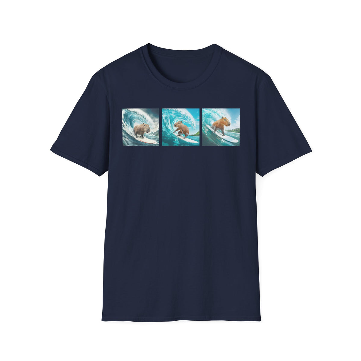 Surfing Bear T-Shirt — Vintage Triptych Wave Art Tee