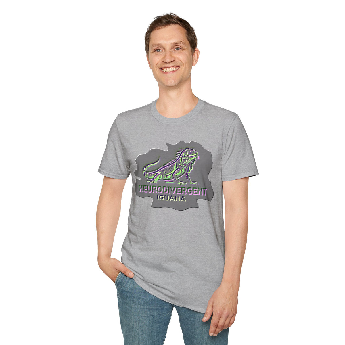 Neurodivergent Iguana T-Shirt — Colorful Pride lizard design