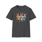 Funny Cartoon Bunnies T-Shirt — Three Playful Rabbits Graphic Tee