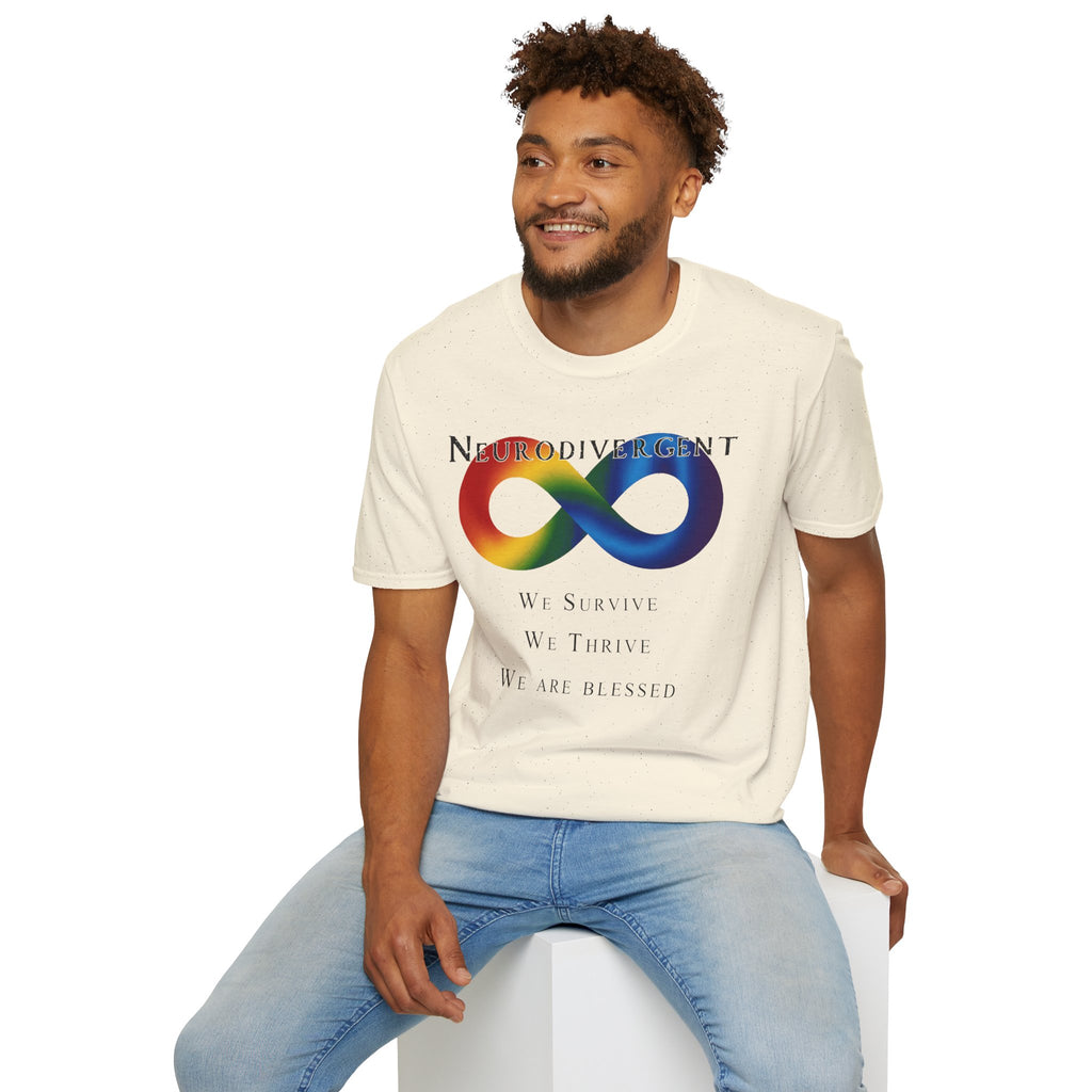 Neurodivergent Infinity T-Shirt — "We Survive, We Thrive, We Are Blessed" Pride Tee