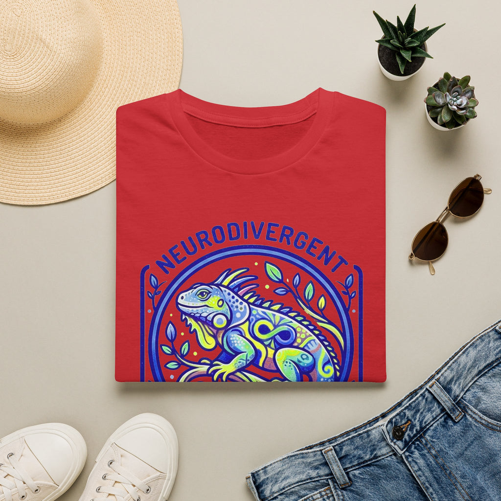 Neurodivergent Iguana T-Shirt — Colorful Pride Design for Neurodiversity Awareness