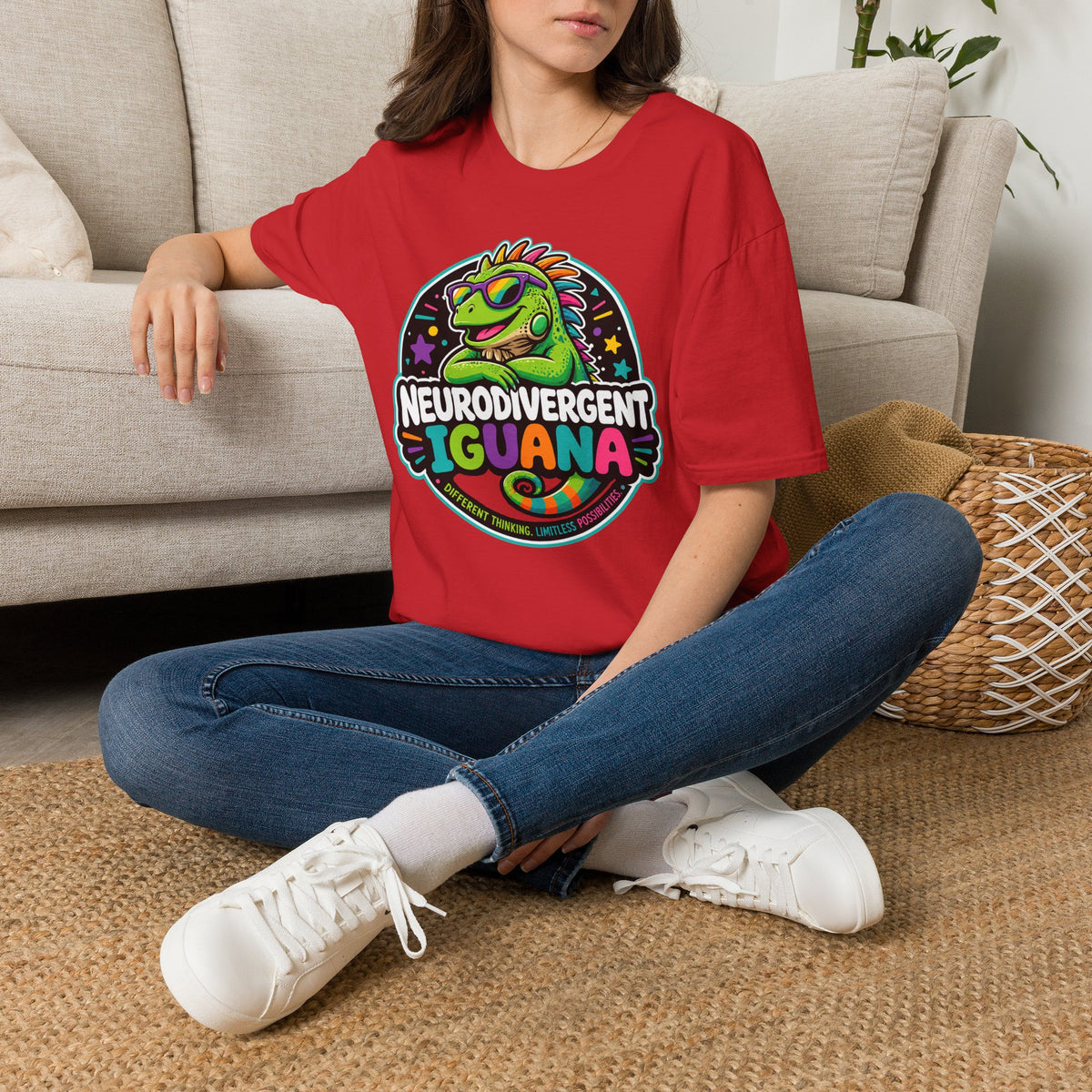 Neurodivergent Iguana T-Shirt — Colorful Pride Graphic Tee