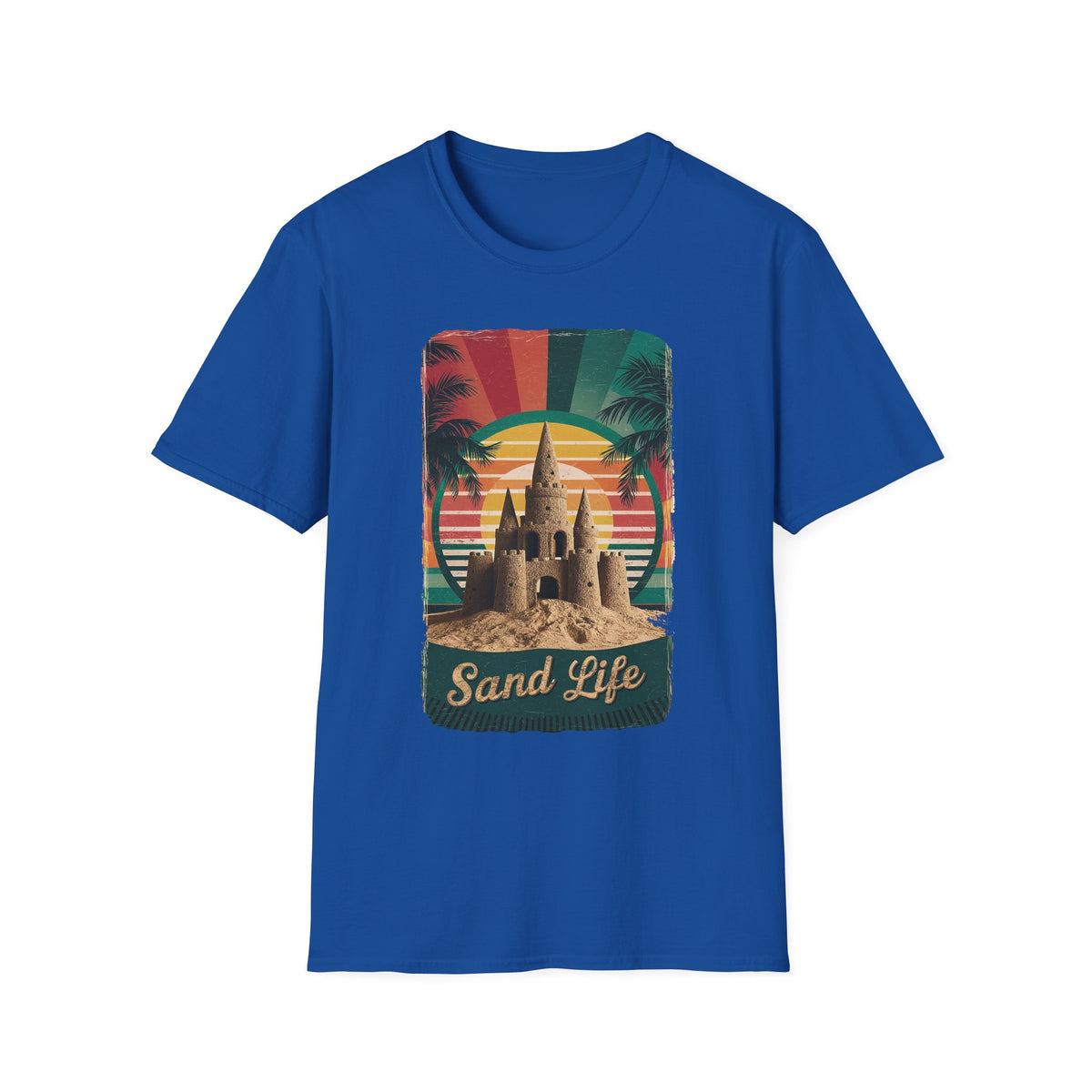 Sand Life T-Shirt — Retro Palm Tree Sandcastle Beach Tee