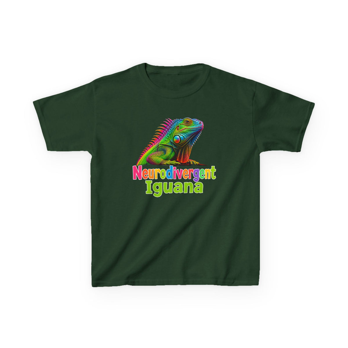 Kids T‑Shirt — Colorful "Neurodivergent Iguana" Graphic Tee