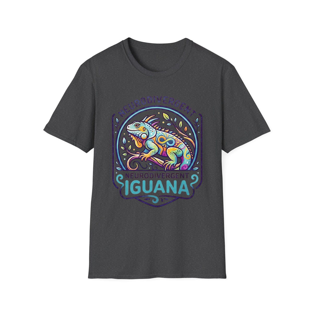 Neurodivergent Iguana T-Shirt — Colorful Pride Design for Neurodiversity Awareness