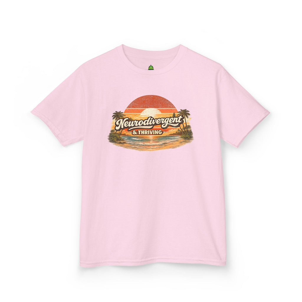 Kids T-Shirt — "Neurodivergent & Thriving" Retro Sunset Tee