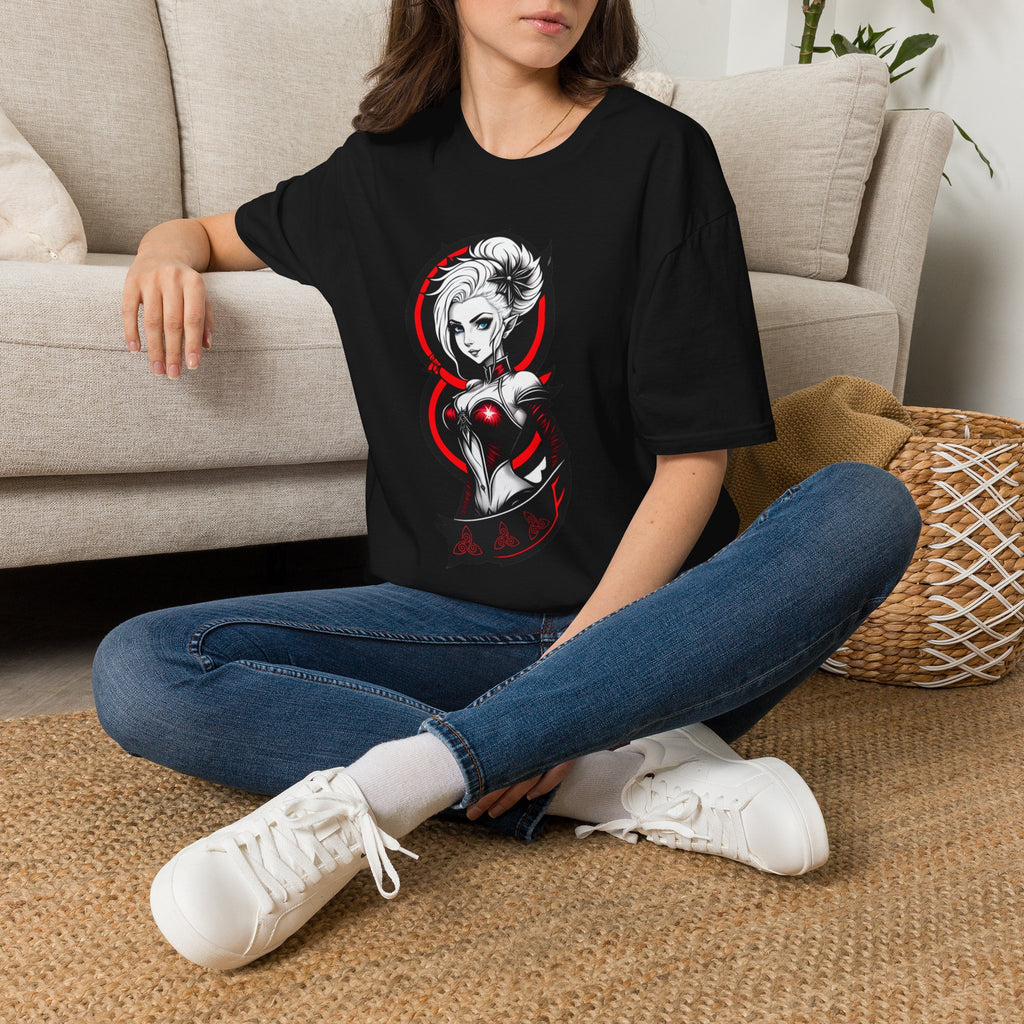 Vampy Gothic Girl Graphic Tee – Dark Anime Skull Design