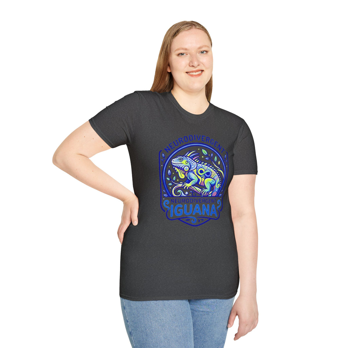 Neurodivergent Iguana T-Shirt — Colorful Pride Design for Neurodiversity Awareness
