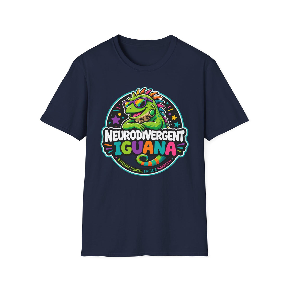 Neurodivergent Iguana T-Shirt — Colorful Pride Graphic Tee