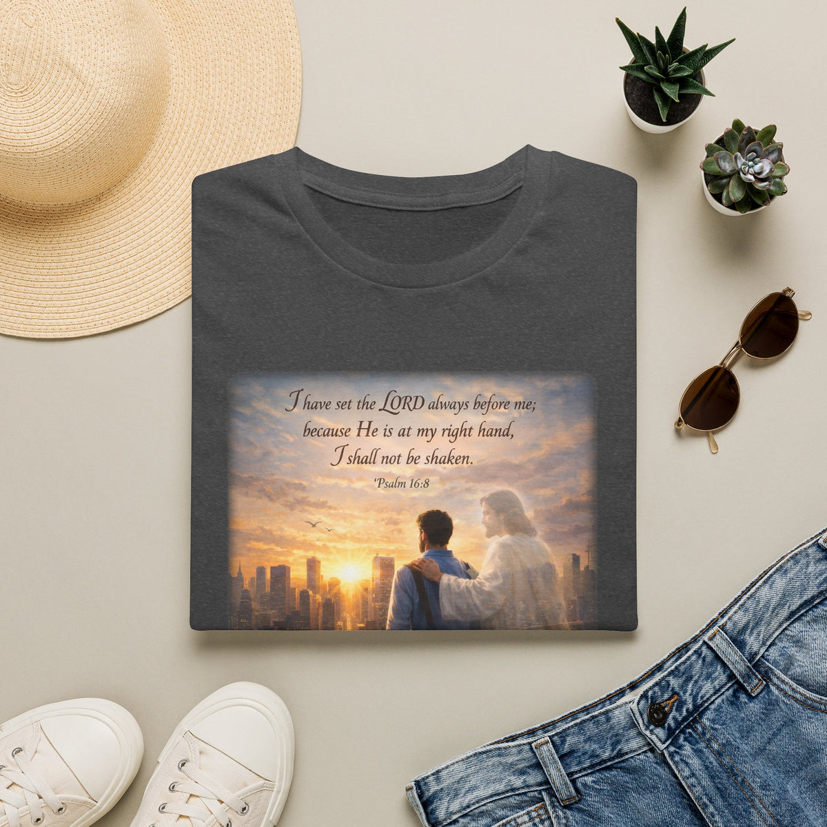 Christian Faith T-Shirt — Psalm 16:8 "I Have Set the LORD Always Before Me" Inspirational Tee