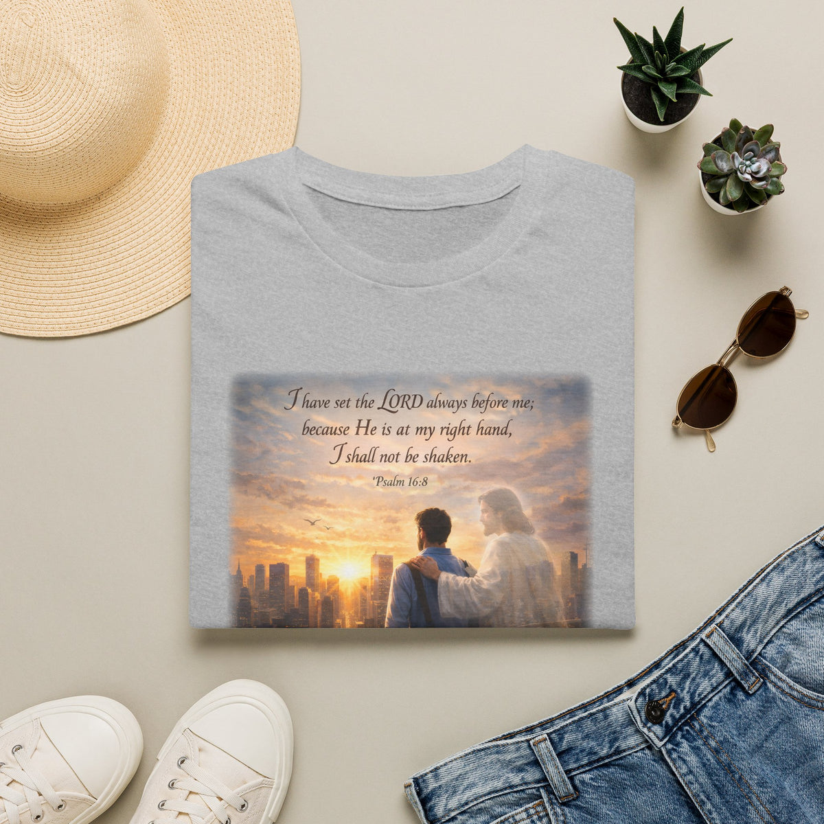 Christian Faith T-Shirt — Psalm 16:8 "I Have Set the LORD Always Before Me" Inspirational Tee