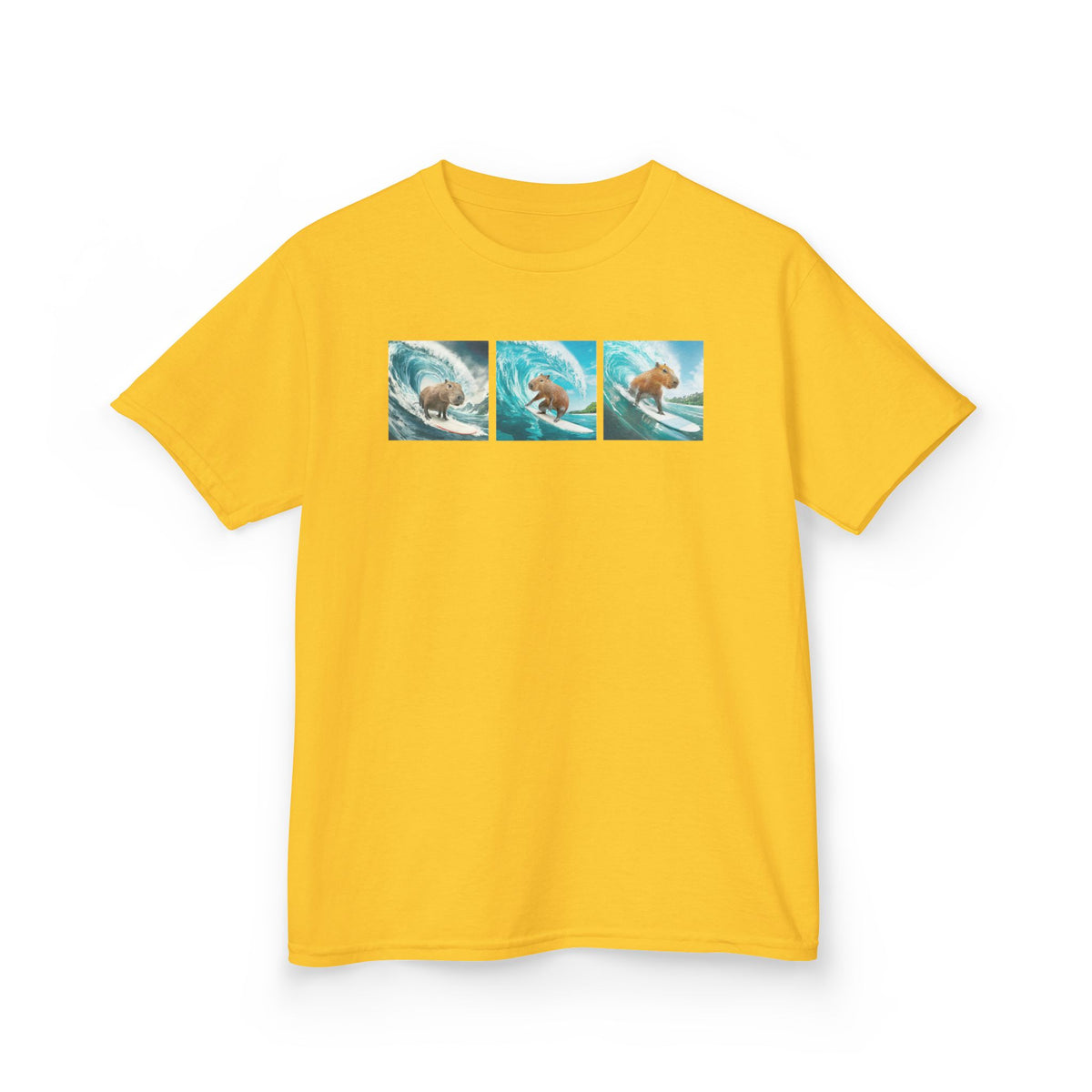 Kids Surfing Waves Tee — Triple Wave Surfboard Graphic Kids T‑Shirt
