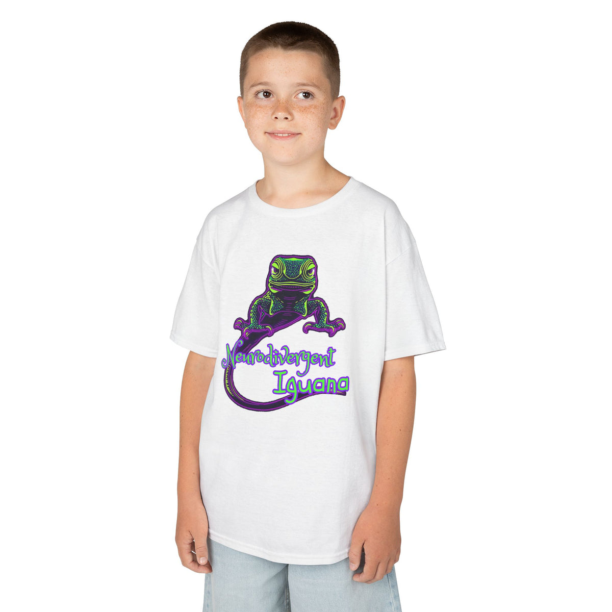 Kids Tee — Neon Chubby Iguana Graphic