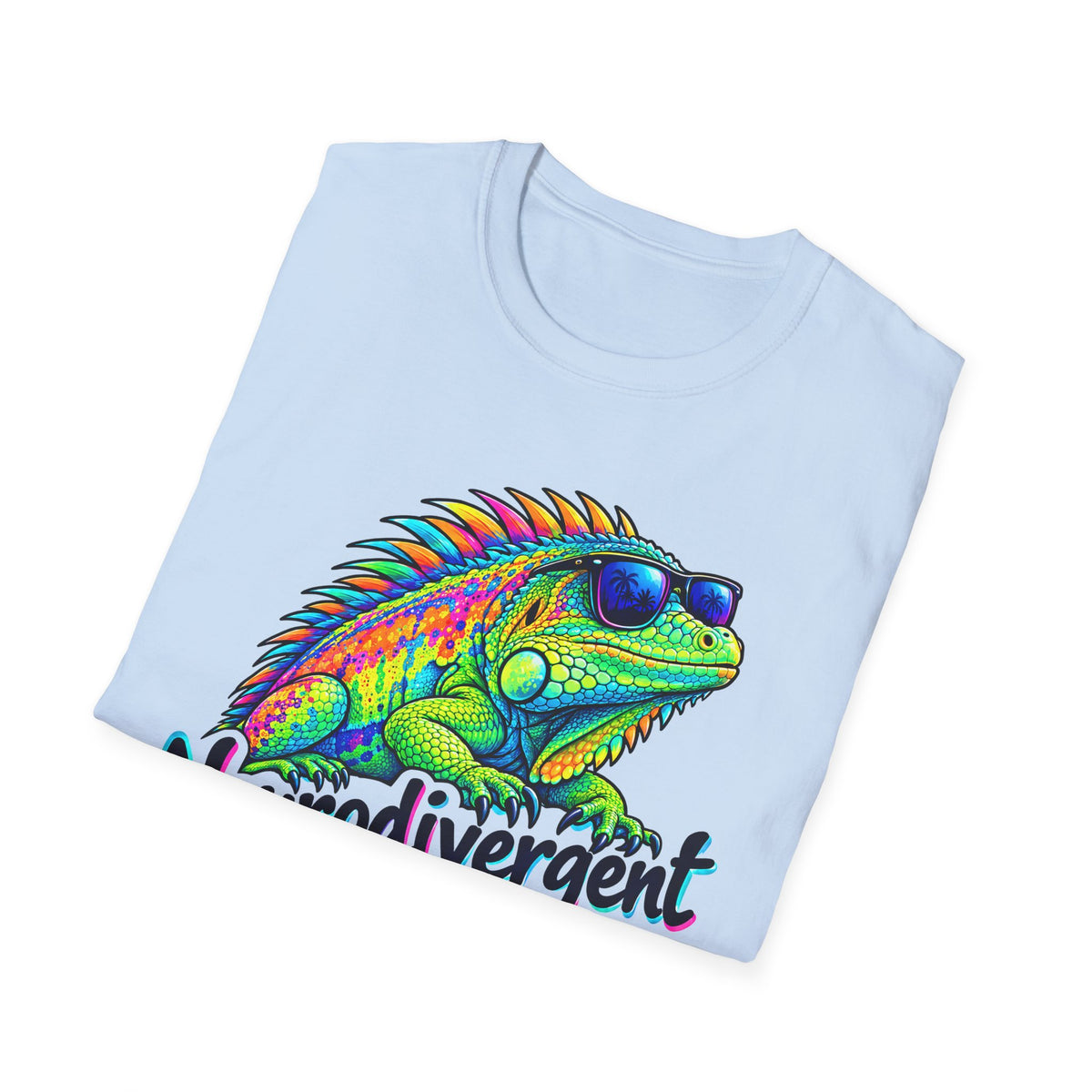 Neurodivergent Iguana T-Shirt – Colorful Pride Lizard Tee for Neurodiversity Awareness