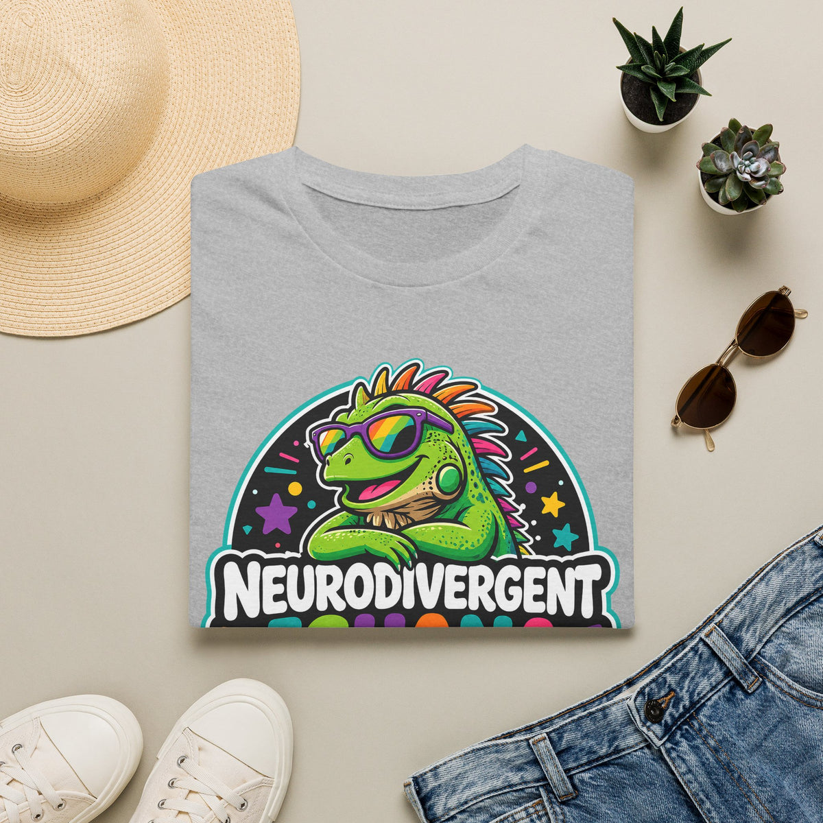 Neurodivergent Iguana T-Shirt — Colorful Pride Graphic Tee